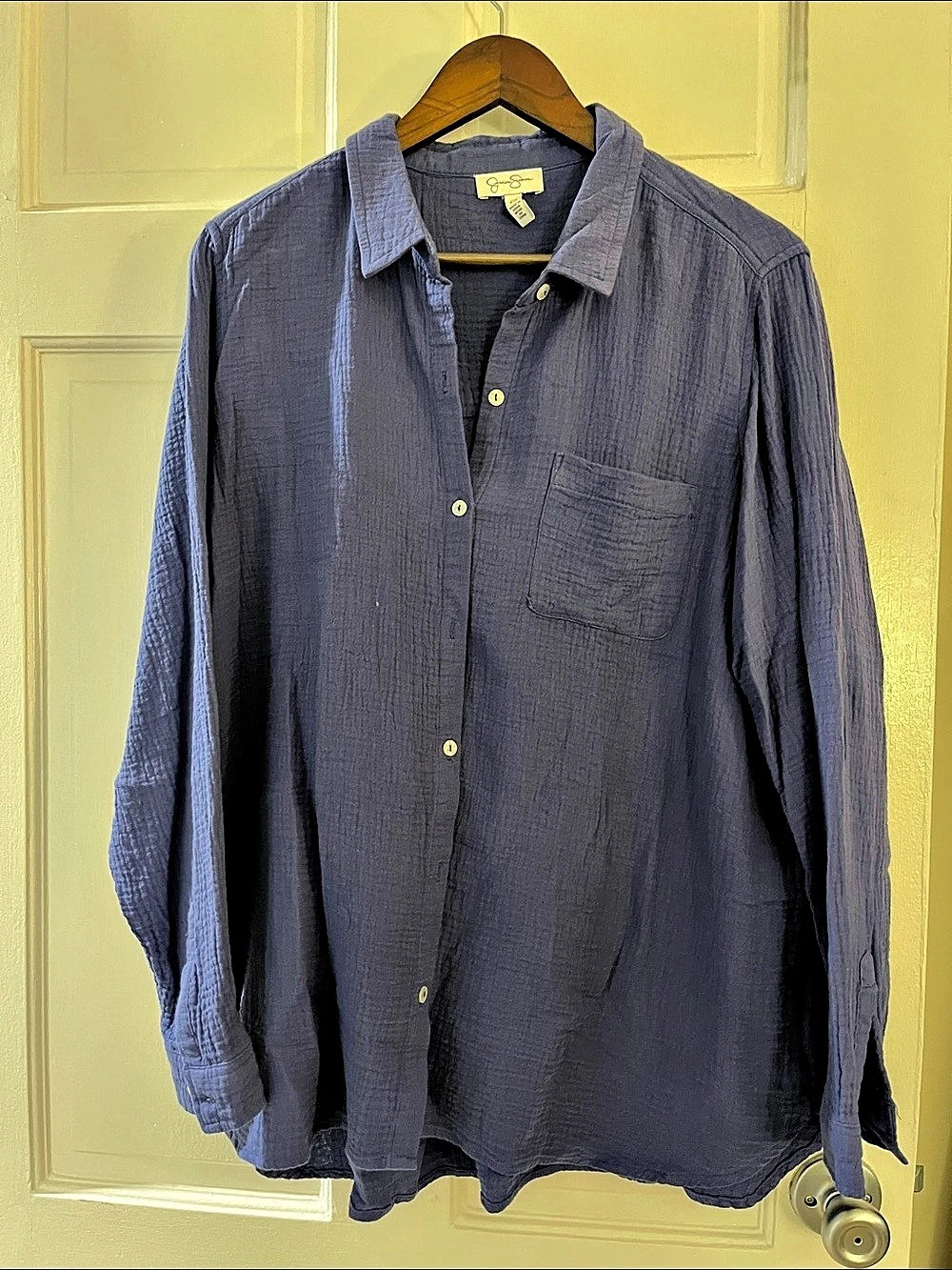 Jessica Simpson Cotton Button Down Blue Size XL Like New
